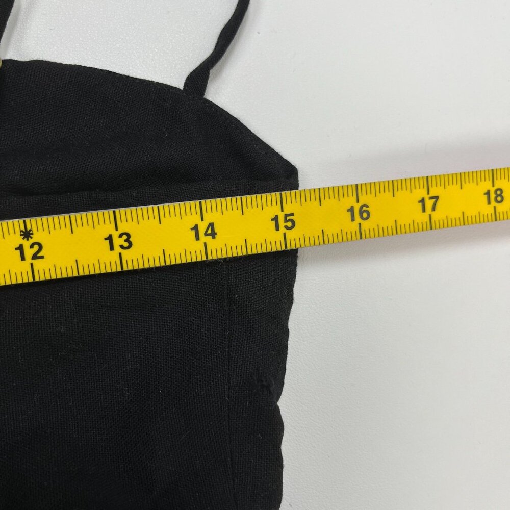NWOT Farm Rio Linen Blend Black Sleeveless Mini Dress Size M - Picture 13 of 15